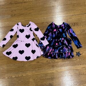 Pixielane Heart Patterned Pink and Multicolor Kids Dress Set 3T NWT